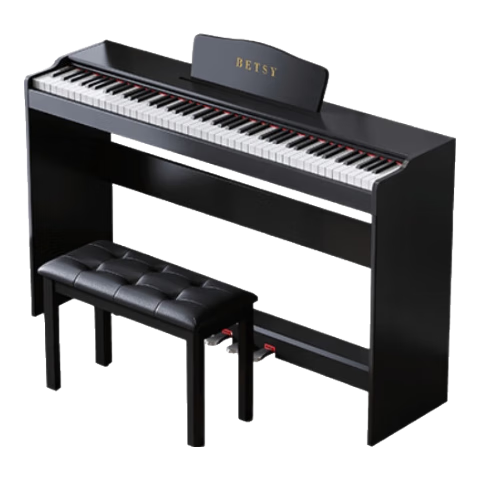 贝琪(Betsy)b112电钢琴重锤88键初学者家用练习钢琴成人儿童专业考级电子钢琴 B313重锤键-木纹黑 高配(琴+学琴礼包+双人琴凳)