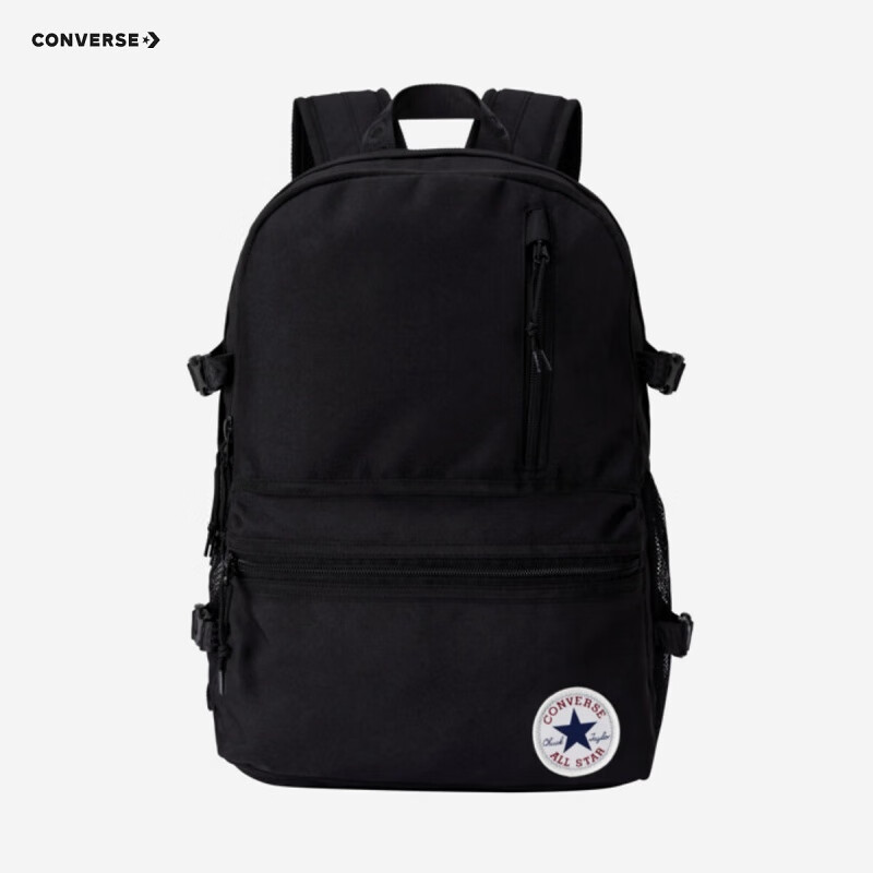 Converse匡威儿童书包款初高中生双肩包男女通用背包学生包包 正黑色 M【30*13.5*43cm 约17L】