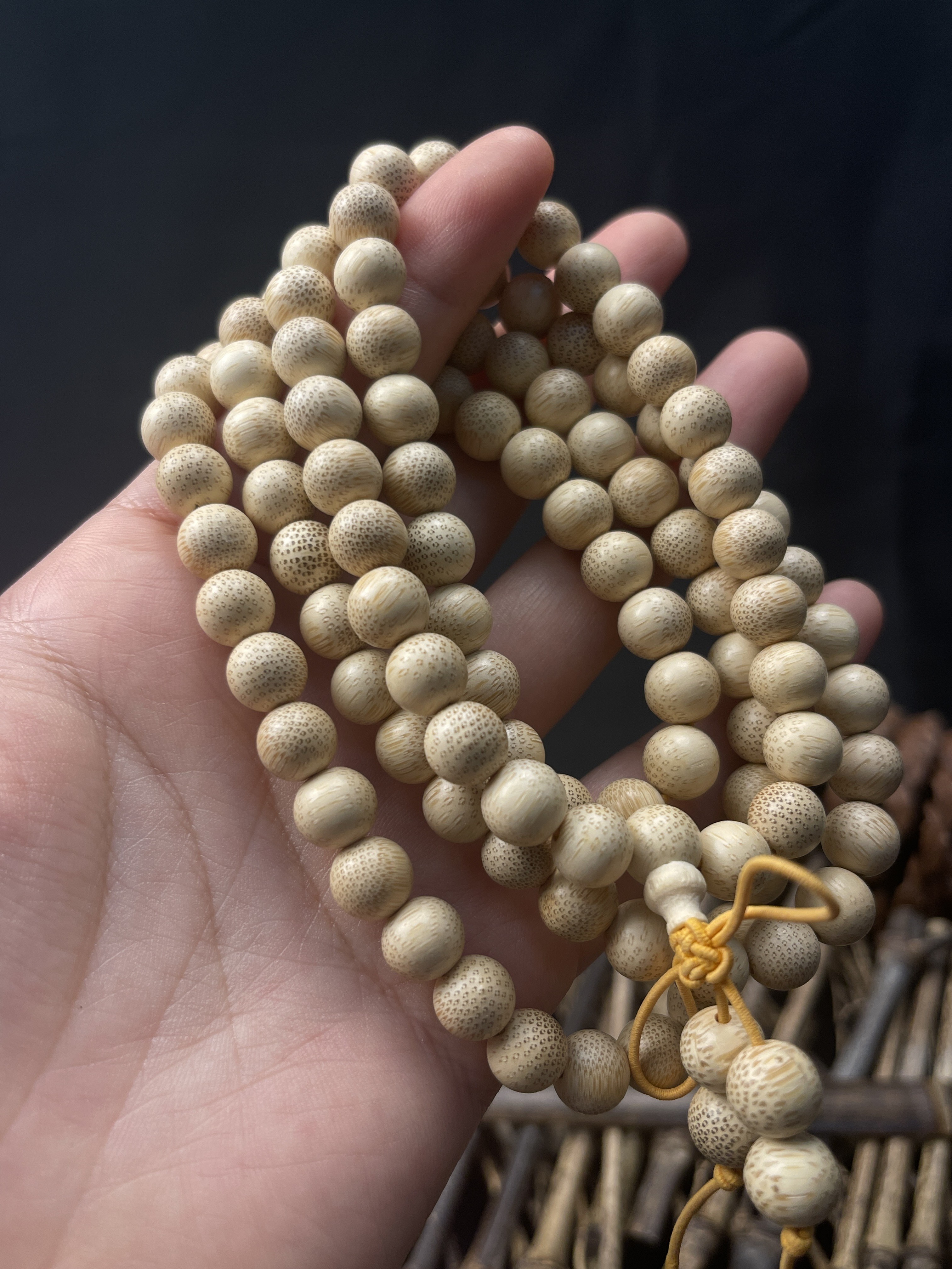曼蒂(shemandi)竹根雕龙血金丝竹手链男女文玩佛珠108颗竹质珠子手串