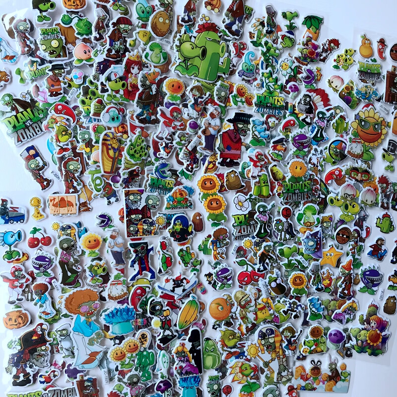 妙普乐植物大战僵尸贴纸儿童贴画立体泡泡粘贴小朋友奖励贴贴3d立体