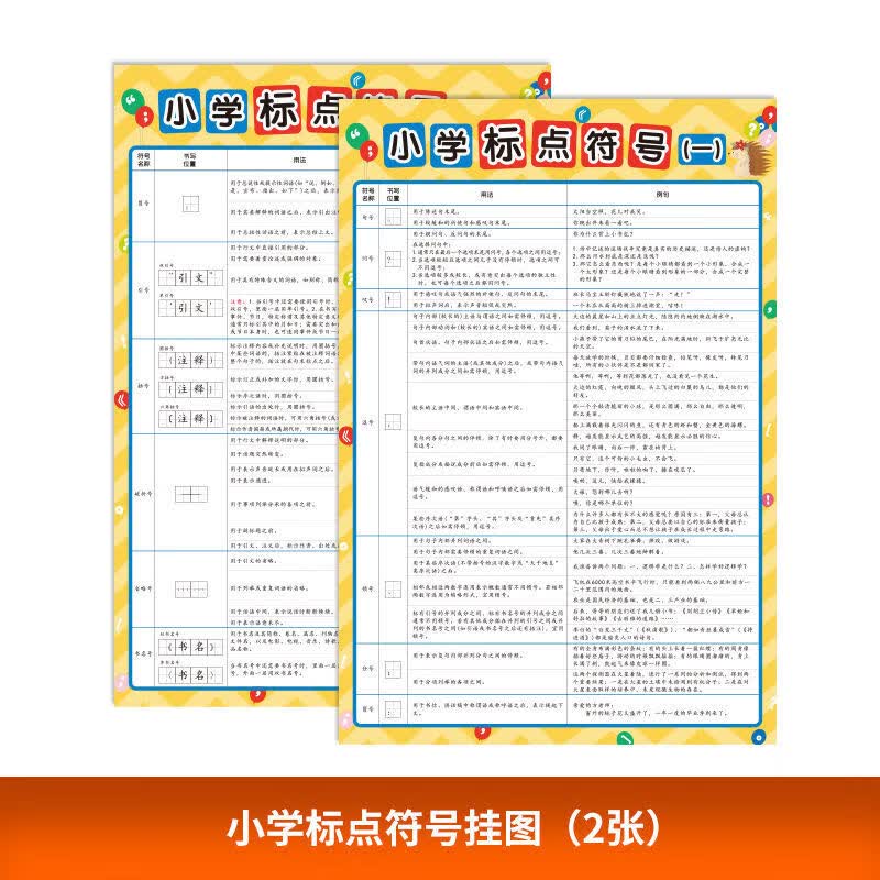 小学语文基础知识多音字大全积累专项训练练习挂图海报墙贴纸 小学标点符号挂图（2张）