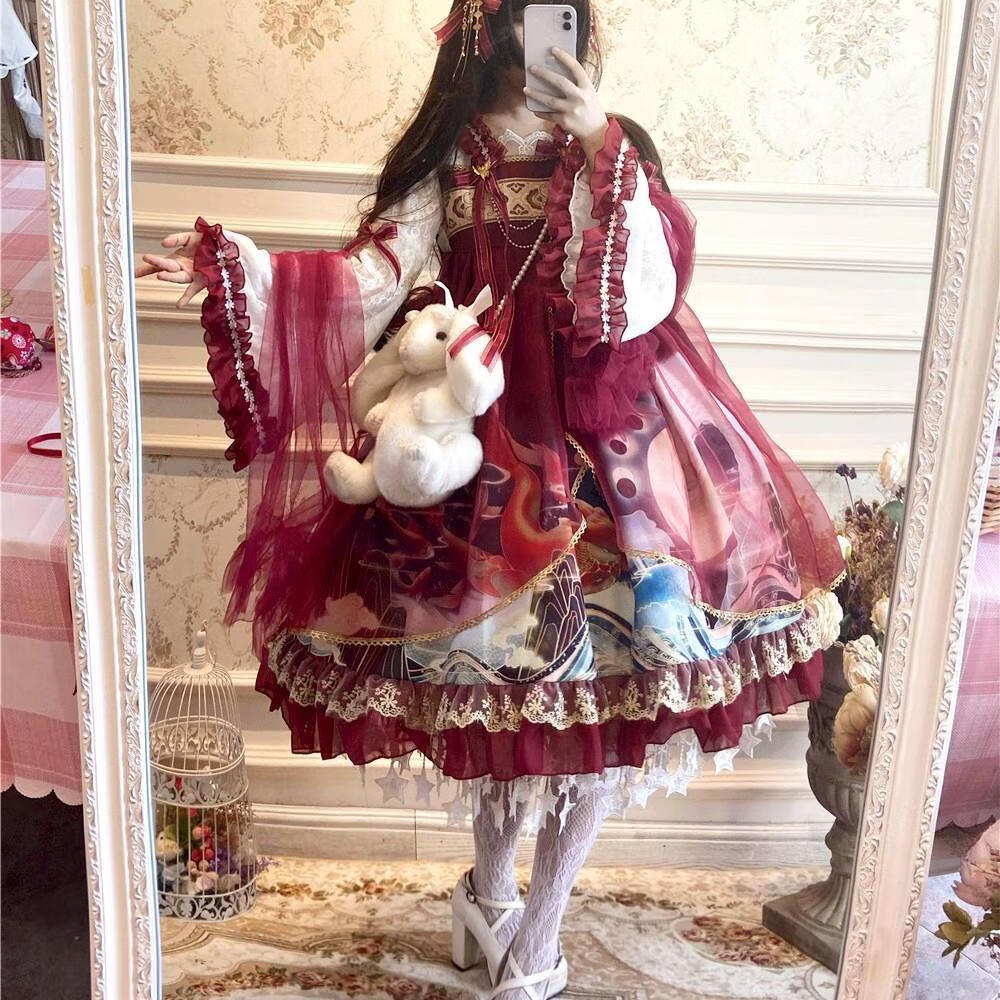 2022年新款别致设计感lolita新年汉元素中华风蛟龙戏珠复古大唐襦裙