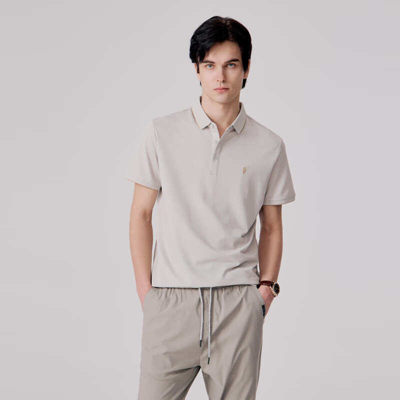 POLOWALK男士短袖polo衫2025夏季新款藏青简约时尚美式男装翻领polo衫 豆绿 XL (180)