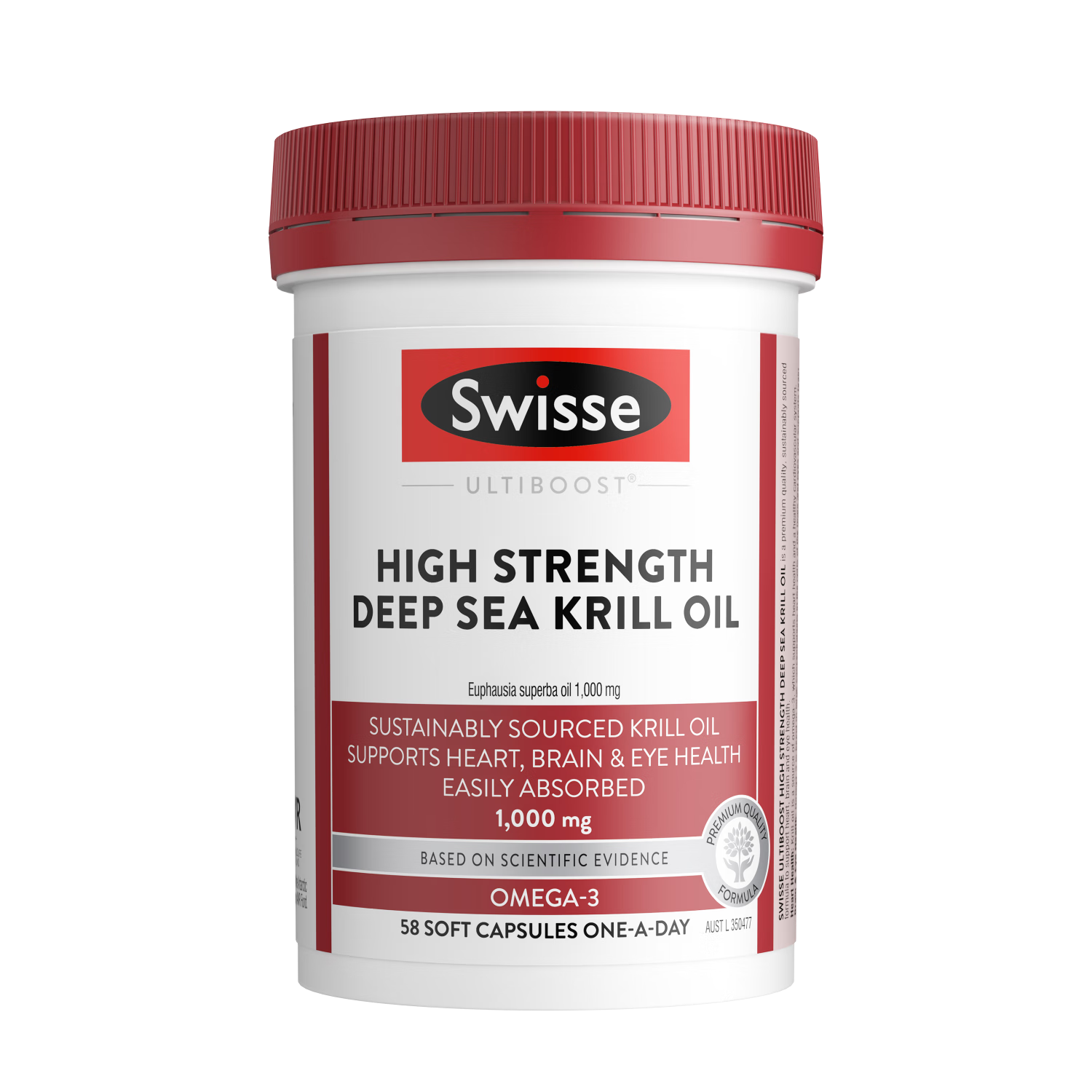 Swisse斯维诗 高浓度深海磷虾油1000mg DHA+EPA 呵护心血管眼脑 58粒/瓶