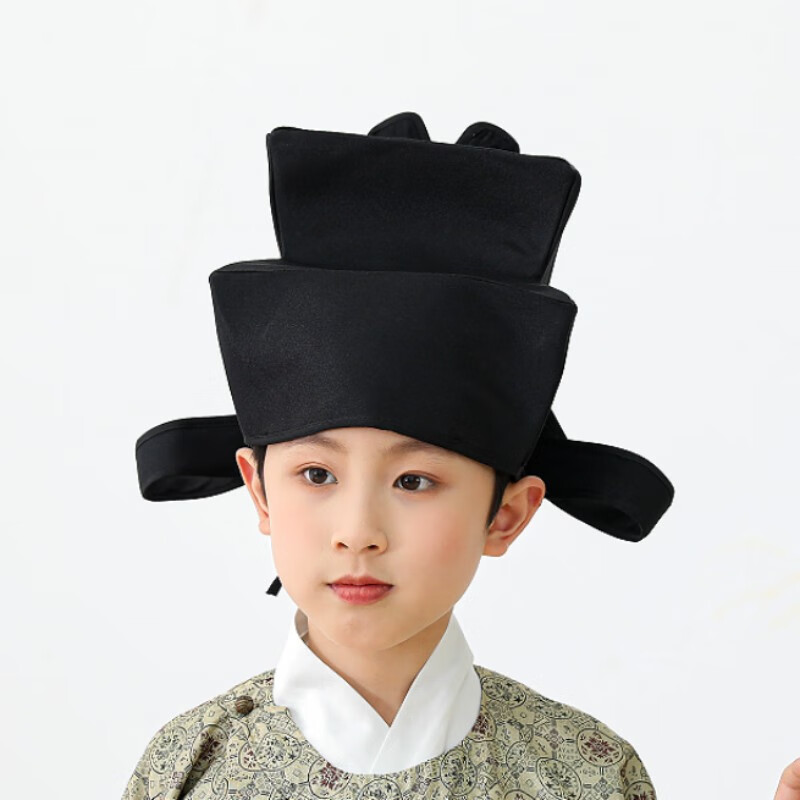 蔻玥古装男汉服帽子儿童成人宋制交角幞头交翅幞头官员乌纱帽圆领袍交