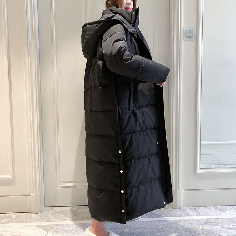 棉服女2022新款韩版宽松艺考生棉衣长款过膝棉袄 黑色_点击收藏优先
