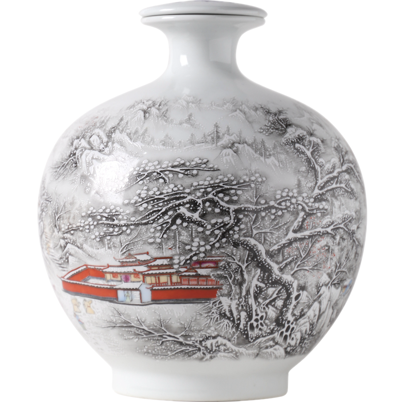 厚古薄今景德鎮(zhèn)陶瓷酒瓶酒壇子10斤酒缸酒罐白酒容器密封罐酒壺酒具雪景石榴瓶