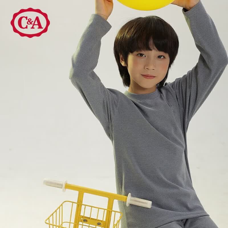 C＆A儿童保暖内衣套装宝宝长袖长裤蚕丝家居服套装男女童春秋两件套 灰蓝蚕丝绒 140高性价比高么？