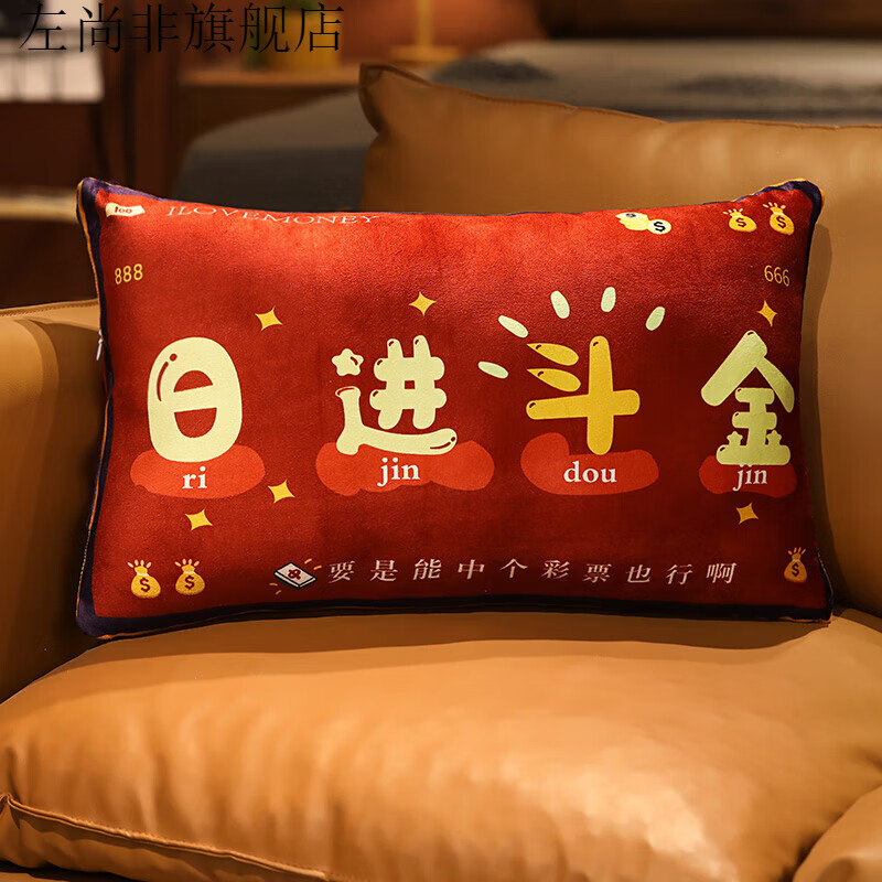 日进斗金 小号抱枕(45x25厘米)