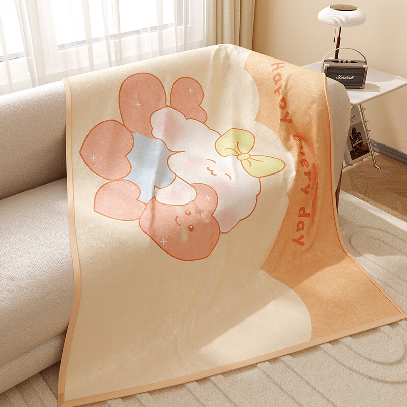 办公室盖腿披肩毛毯夏季午休小毯子宿舍法兰绒毯 爱心拥抱牛奶绒毛毯