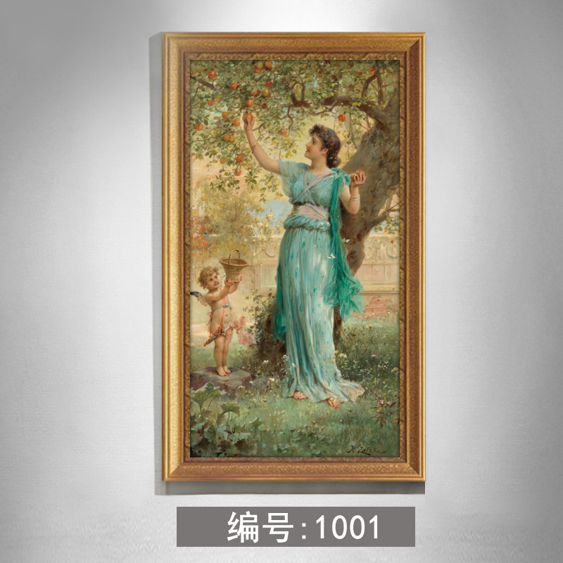 林格印象汉斯查兹卡世界名画油画丘比特天使美欧式古典人物客厅玄关