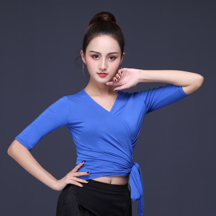 拉丁舞服装女新款连衣裙练习表演出服比赛跳舞蹈不规则练功服 白色