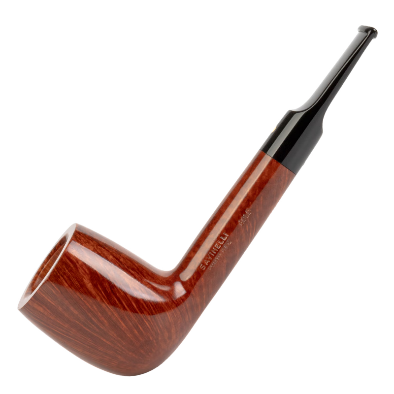 沙芬（SAVINELLI）意大利進(jìn)口一點(diǎn)金手工煙斗火焰紋石楠木過濾嘴實(shí)木煙斗男士送禮 【645斗型 白蘭地彎斗 大號】