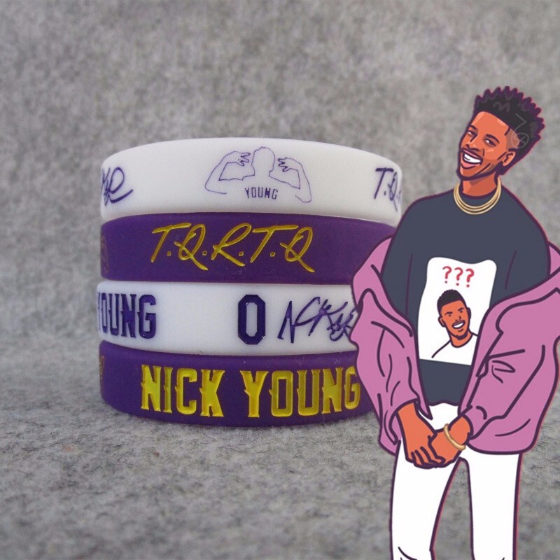 俊利篮球球星尼克杨加厚款运动手环手腕带男女荧光夜光硅胶橡潮牌个性