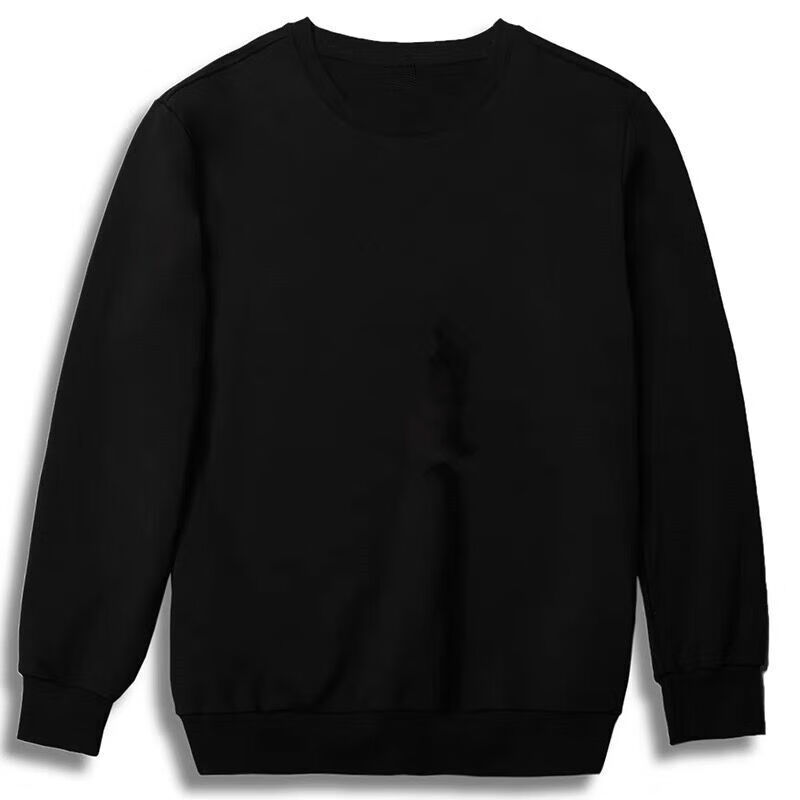 肥仔长袖不显肚子的卫衣卫衣男秋装宽松加肥加大码男士 卫衣纯黑色 xs