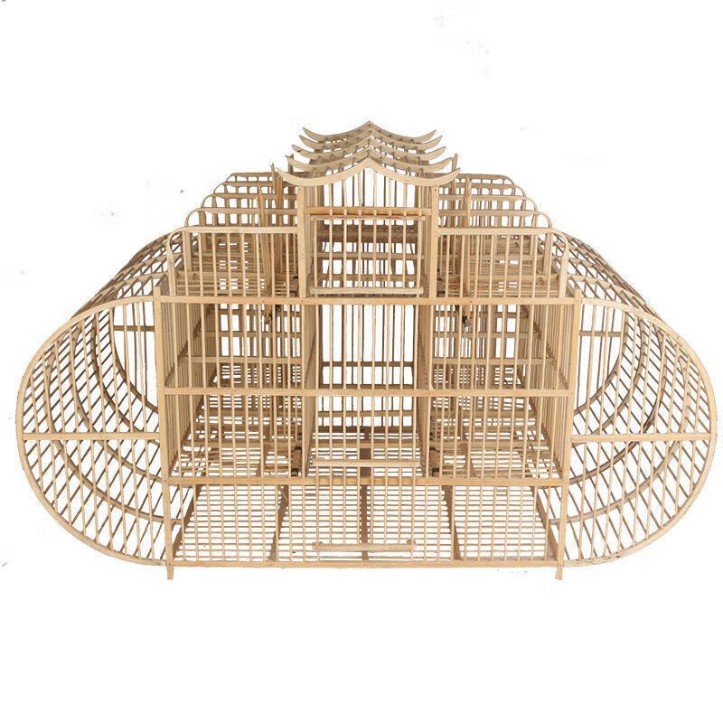 hkml*鸟用机关笼拍笼打笼踏笼翻滚笼方形鸟笼翻滚笼自锁风车竹制鸟笼