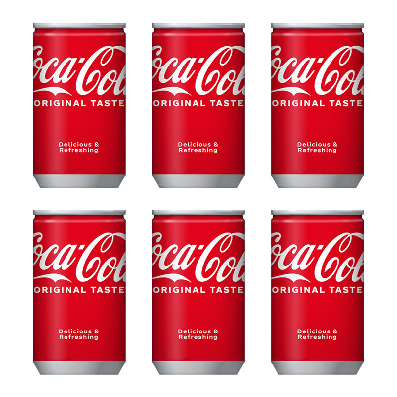 可口可乐（Coca-Cola）碳酸汽水迷你易拉罐装芬达 日本进口饮料 便携休闲饮品 160mL6罐可乐