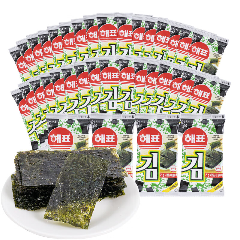 海牌菁品 韩国进口 原味海苔2g*32包 寿司即食紫菜64g四大袋 儿童休闲零食高性价比高么？