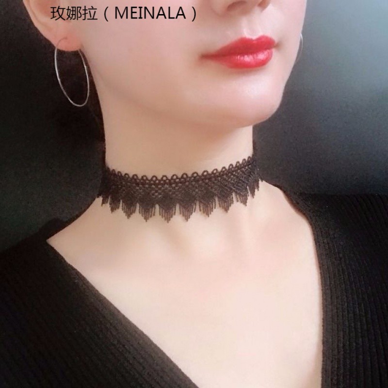 玫娜拉(meinala) 锁骨链韩版蕾丝项链女简约短款流行脖子饰品颈带项圈