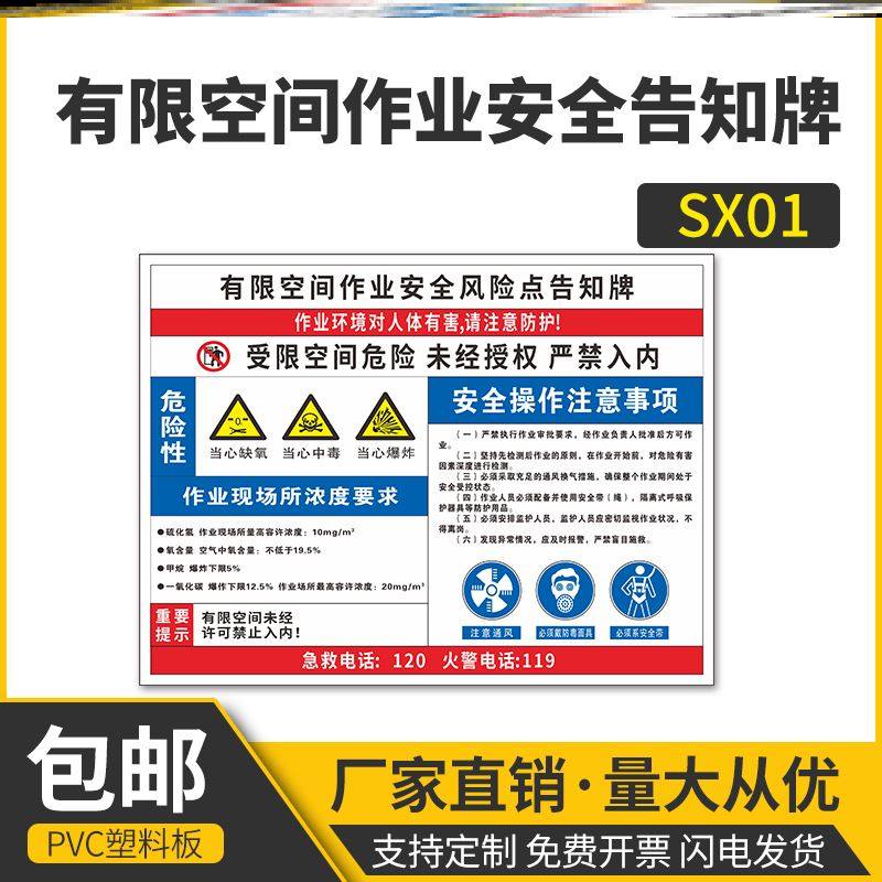 化粪池标识牌有限空间作业安全告知牌严禁烟火警示牌污水井处理池储罐