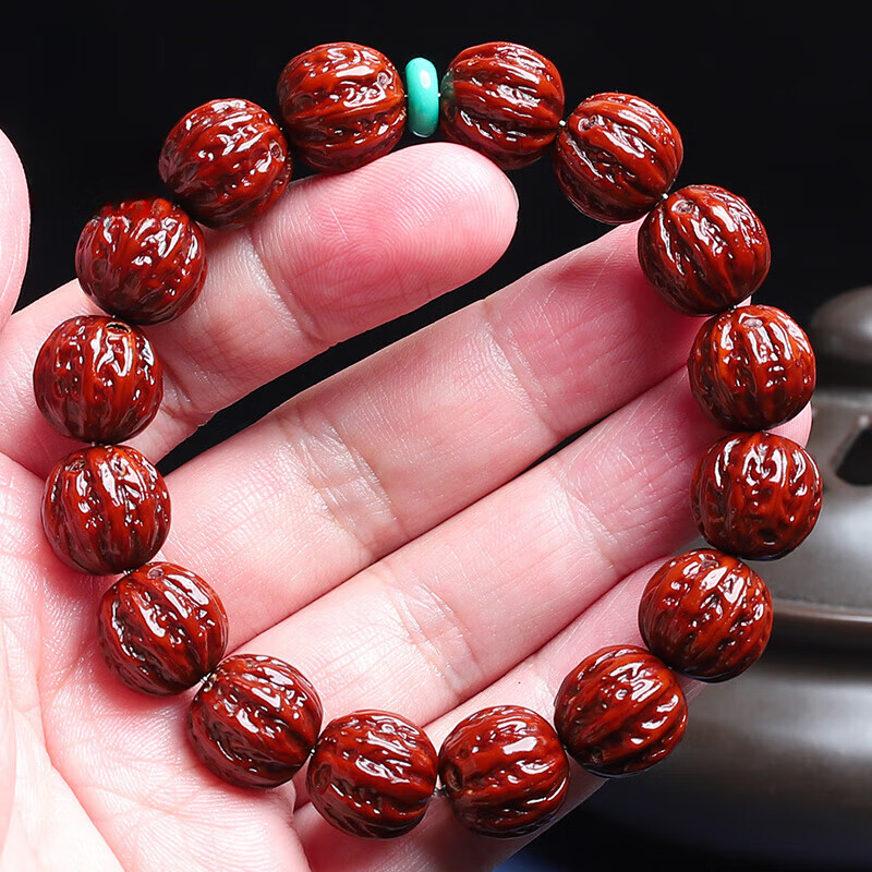 手工雕刻京八棱老料核雕文玩手把件 紫金鼠雕刻京八棱