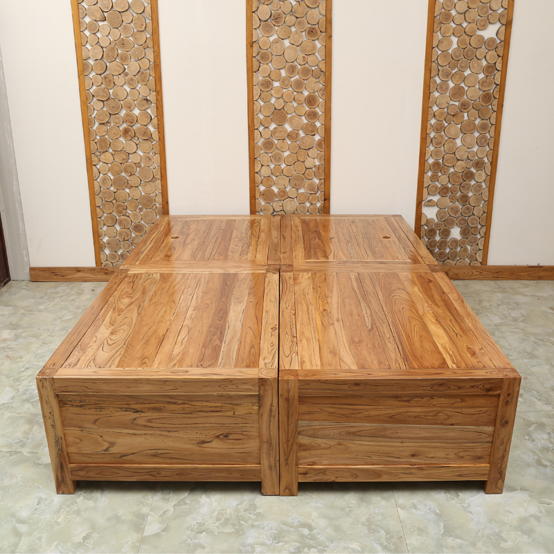 8米落地式 老榆木床(四个掀盖)1 1500mm*2000mm  箱框结构