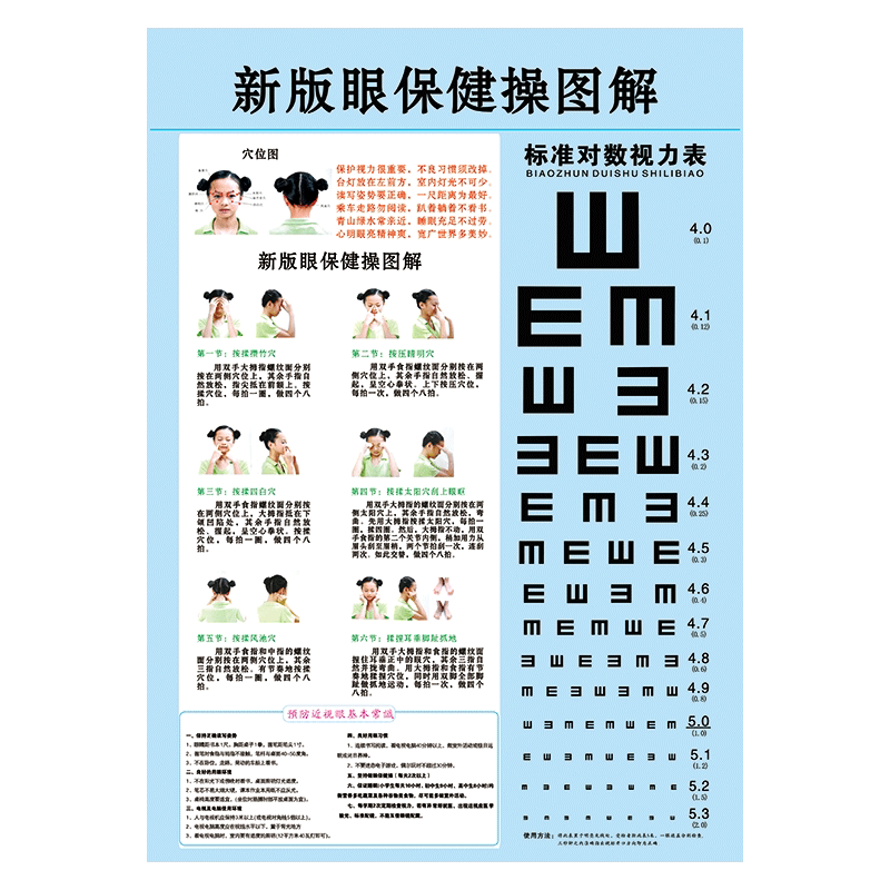 scy68 新版眼睛保健操图解 30x40cm  pp覆膜贴纸