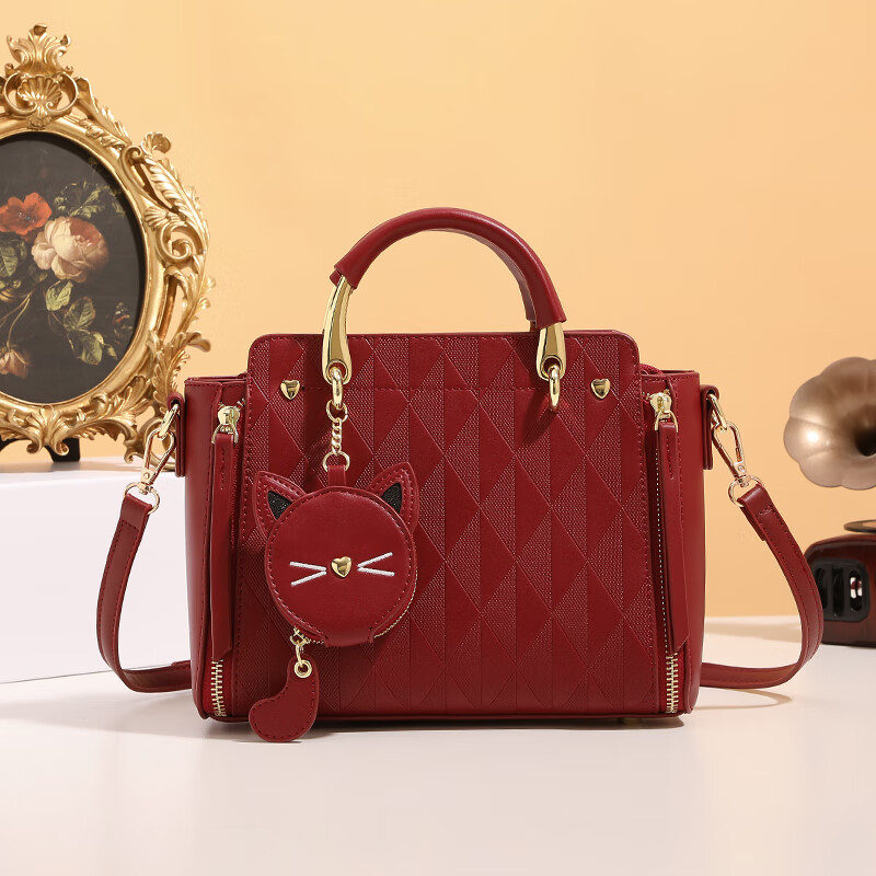 clolv kiss超纤包包女包2024新款戴妃包质感气质时尚宴会包 送女友