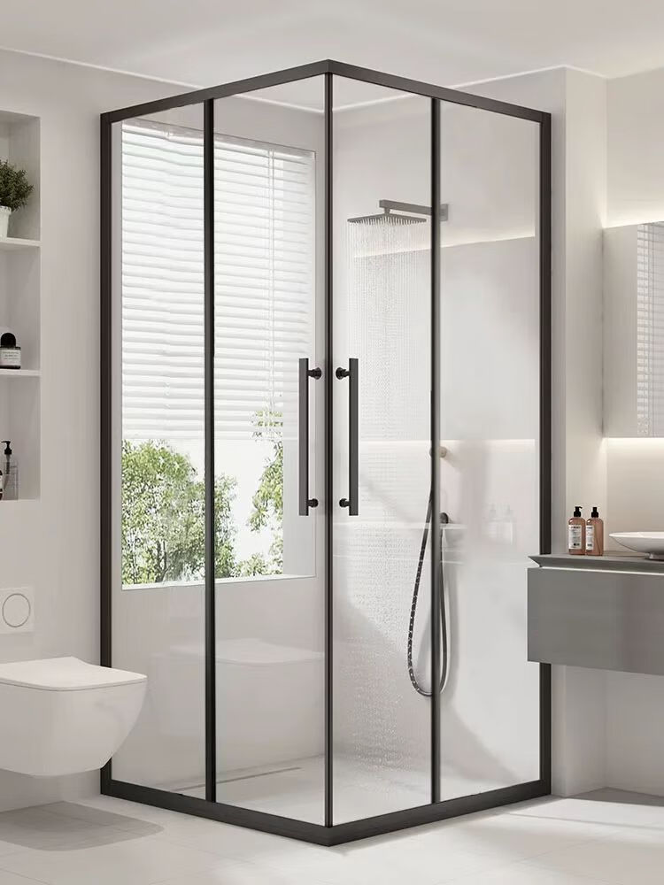 云启格佛山方形淋浴房l型对角移门卫生间干湿分离浴室隔断玻璃浴屏