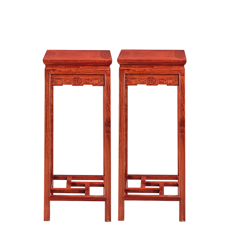 广典红木家具缅甸花梨(学名:大果紫檀)新中式古典实木花盆架 落地式花架 福字高花几 福字花几1个