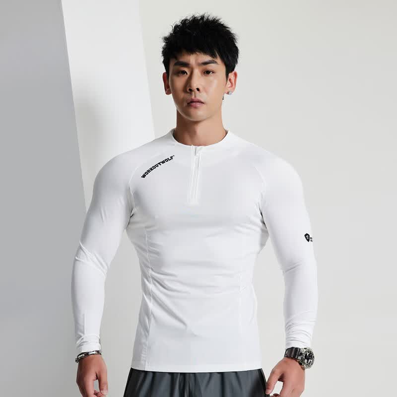 撸铁狼健身服男长袖紧身衣男士秋冬季运动训练显身材跑步骑行上衣