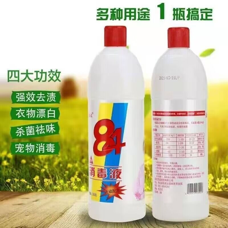 健百氏(KENALS)84消毒液水防护500g衣物漂白杀菌洁厕马桶去污宾馆学校医院 10瓶家庭装
