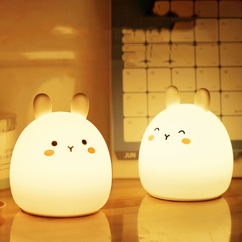 魔法童年发光玩具兔子硅胶小夜灯创意解减压儿童拍拍灯床头灯 情人节礼物