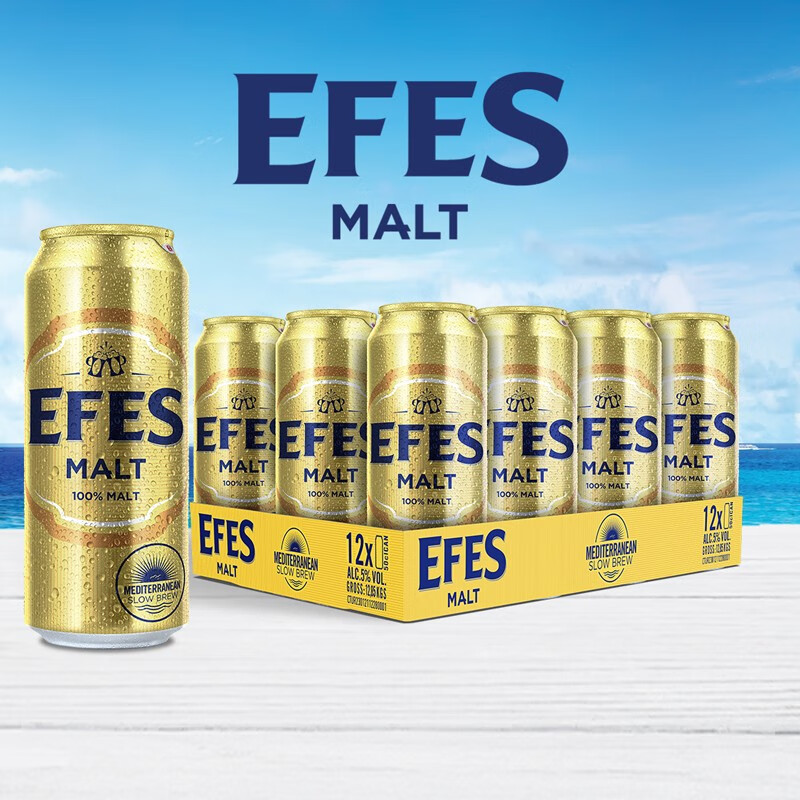 EFES艾菲（efes）纯麦系列罐装啤酒500ml*24 土耳其原装进口 整箱装 黄色 500ml*24罐