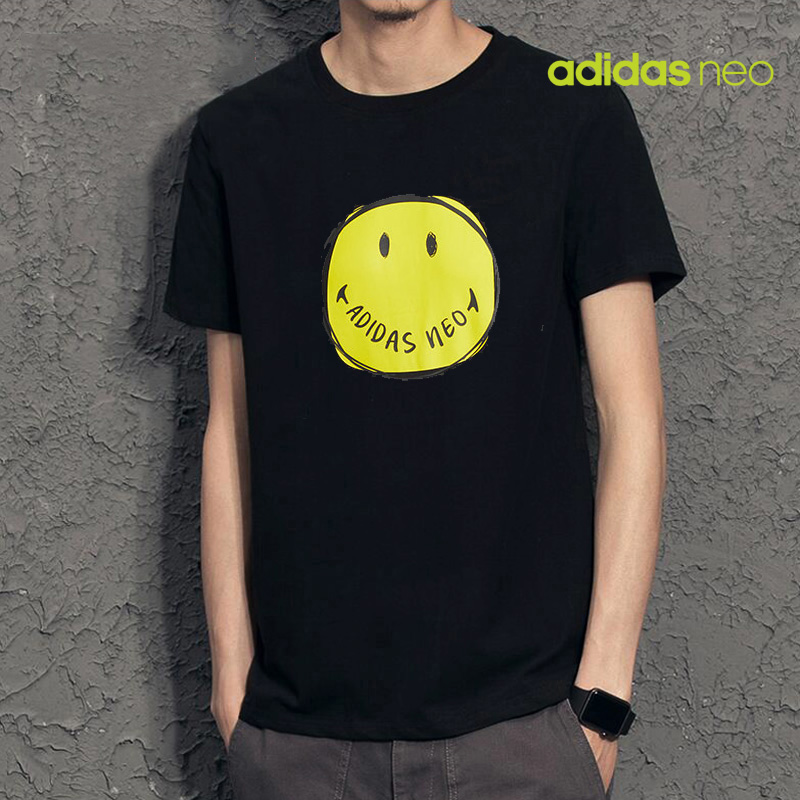 Adidas Adidas Neo阿迪达斯休闲短袖男smiley笑脸系列纯棉黑色T恤H62013 H62013 XS