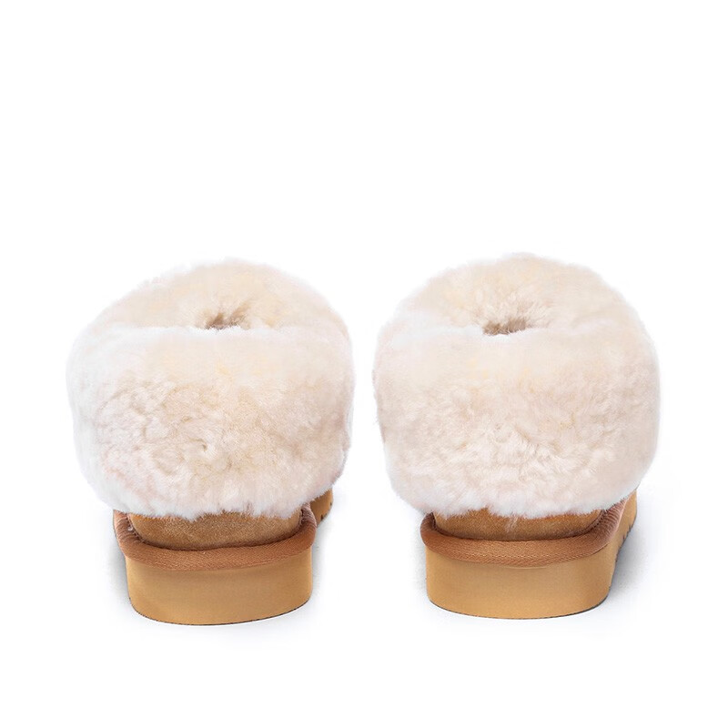 EVERAU冬季新款男女同款茸茸毛圈口便鞋低帮平底舒适懒人休闲鞋丨EA2025 栗色 37