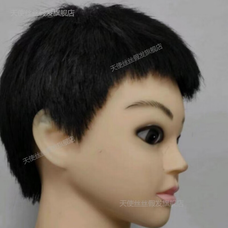 天使絲絲假人頭模型頭美發(fā)頭模真男發(fā)真發(fā)男假頭模特頭練習(xí)男士短發(fā)頭模 男士短發(fā)+小支架-B16