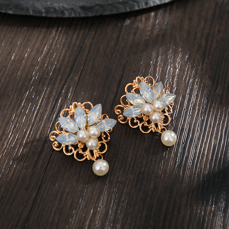 汉服束发扣辫子扣古装手工发饰遮皮筋扣装饰古风珍珠花点缀马尾扣