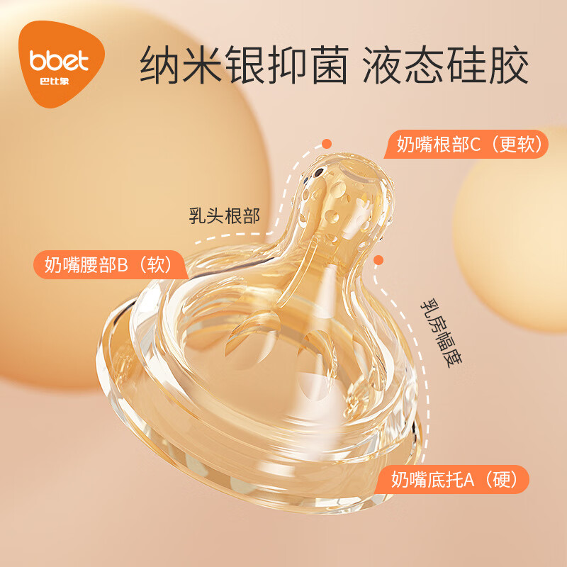 巴比象（bbet）新生儿奶瓶0-3个月初生婴儿防胀气仿母乳奶嘴吸管水杯耐摔防呛奶 橘子红 90ml 宽口径/柔软耐吸（奶瓶）