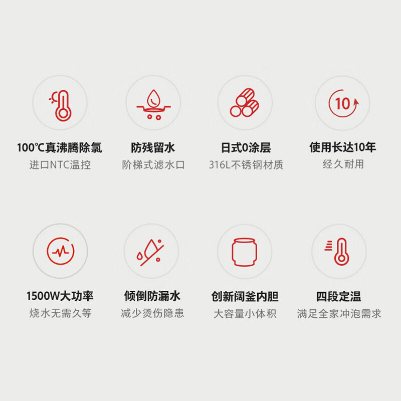 东芝(TOSHIBA)水物语安全电热水瓶不锈钢0涂层电热水壶大容量电热水瓶恒温沸腾除氯烧水壶加大容量多段控温 5L 316不锈钢TP-50DRTC(W)