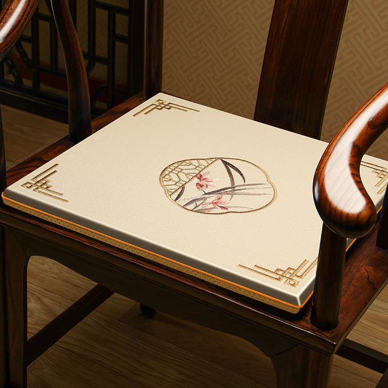 沙发坐垫家用现代实木家具椅子座椅垫太师椅椅垫屁垫 花田错(米白色)