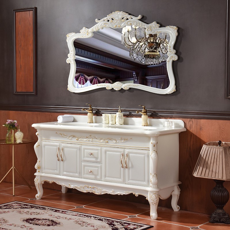 帝诗涵欧式浴室柜组合卫生间玉石一体盆轻奢卫浴柜洗脸盆洗手盆洗漱台