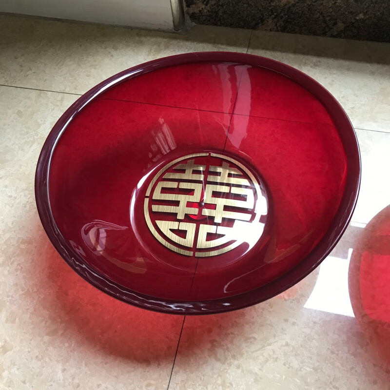 萌念周岁净手盆 净手礼盆宝宝周岁净洗手盆塑料盆家用脸盆红盆洗脚的