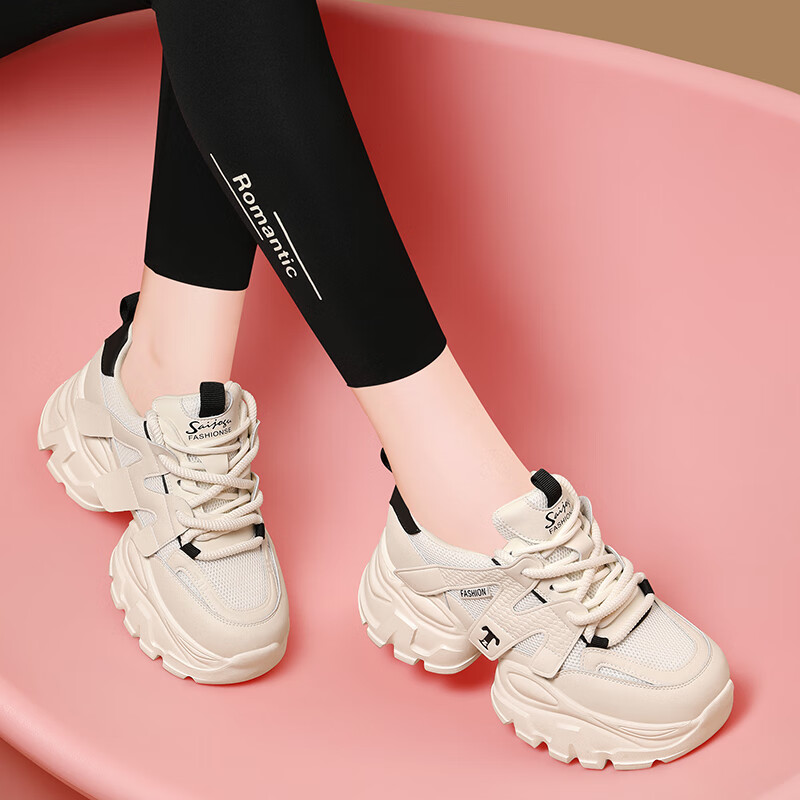 古奇天伦(guciheaven)厚底老爹鞋女2024春季新款时尚百搭运动鞋户外