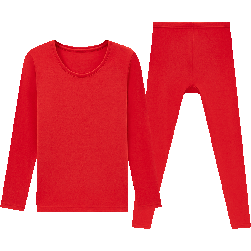 三枪（THREEGUN）秋衣秋裤男女舒肤柔棉弹力透气大圆领长袖长裤保暖内衣套装内穿 女 黑 M