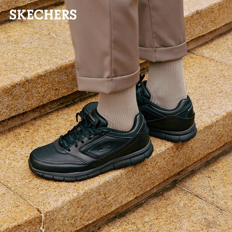 斯凯奇（Skechers）男鞋休闲商务皮鞋 新款流行软底缓震舒适鞋子男 77156 黑色/BLK 42高性价比高么？
