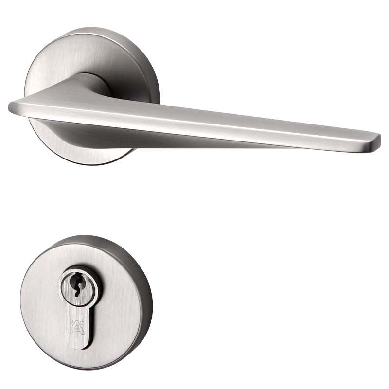 hafele德國海福樂(lè )HAFELE臥室房門(mén)靜態(tài)門(mén)把手鍍鎳拉絲現代簡(jiǎn)約門(mén)執手鎖具 拉絲911.83.975 防火鎖體 帶鑰匙