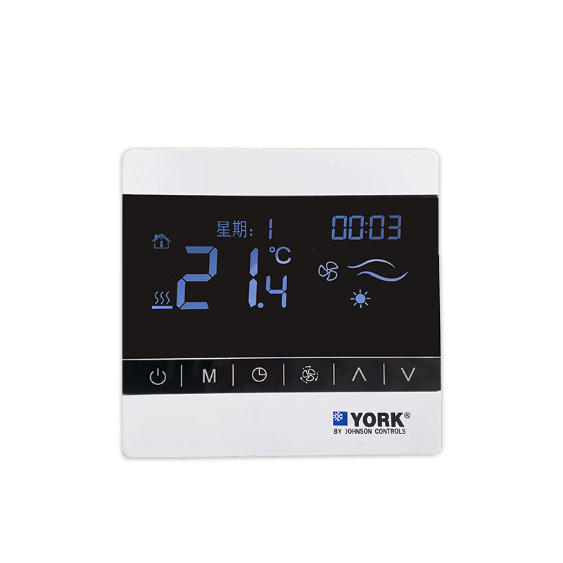 勋狸粑york约克水中央液晶线控三速盘管面板 白色单空调款