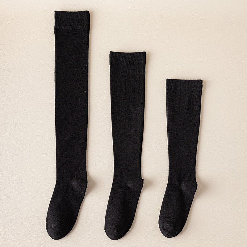 湖烟小腿袜女压力瘦腿袜显瘦棉袜jk袜子黑色学院风女士长袜潮长筒袜