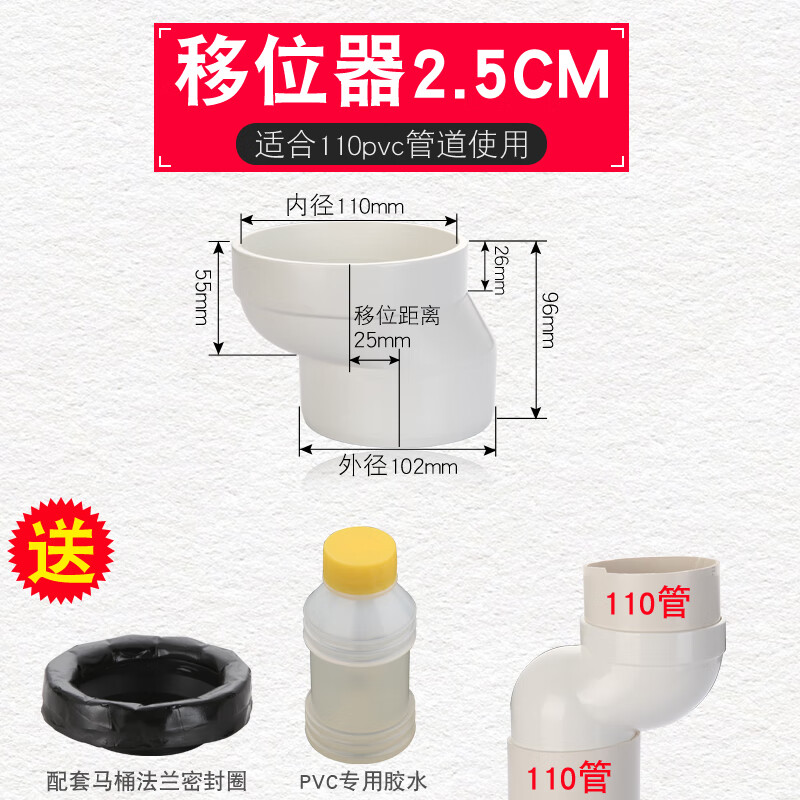 5cm/5cm/7.5cm安装 移位25mm(2.5cm)防臭密封圈c